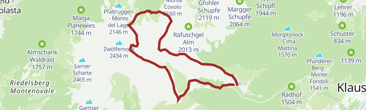 Route map: From Villanders to the "Totensee"